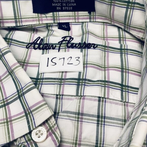 Alan Flusser Plaid Shirt Men's Size XL Long Sleeve Button Up 100% Cotton - Picture 8 of 13